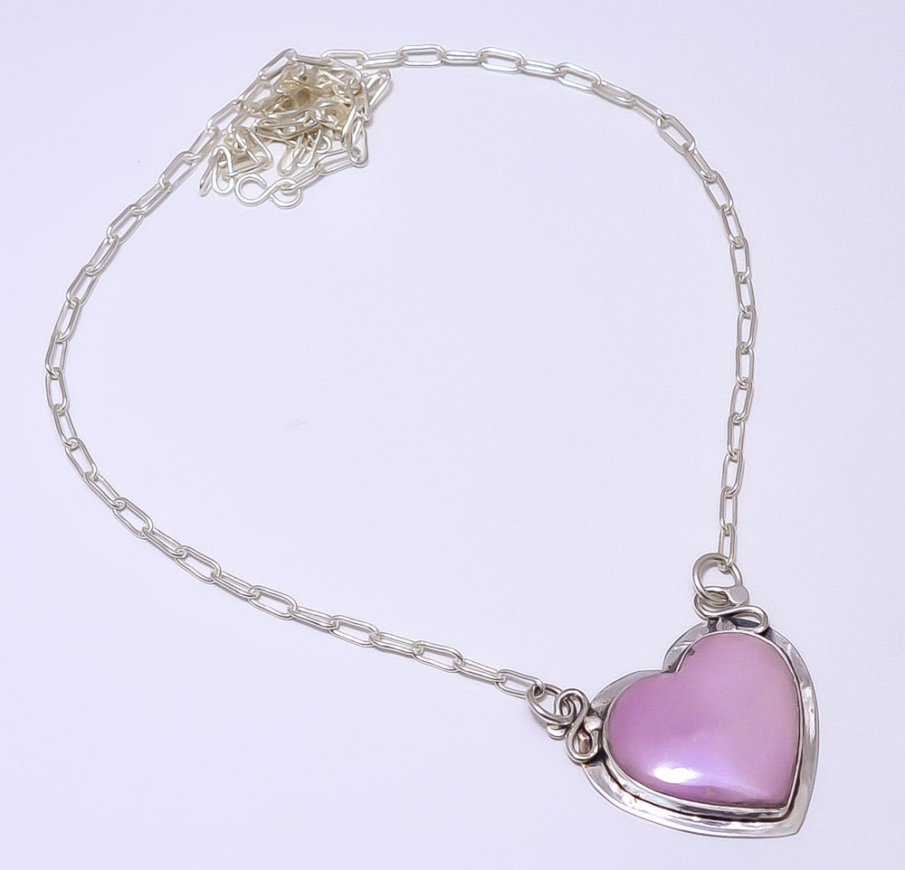 HEART - PHOSPHOSIDERITE - ARGENTINA 925 STERLING SILVER BALI NECKLACE ADJUSTABLE 16-24" - CP_9248_84_44