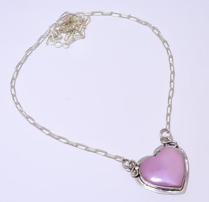 HEART - PHOSPHOSIDERITE - ARGENTINA 925 STERLING SILVER BALI NECKLACE ADJUSTABLE 16-24" - CP_9248_84_44