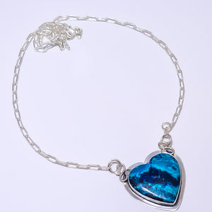 HEART - SHATTUCKITE - ARIZONA 925 STERLING SILVER BALI NECKLACE ADJUSTABLE 16-24" - CP_9248_84_53