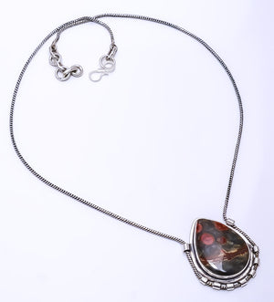 PEANUT OBSIDIAN - SONORA  925 STERLING SILVER CHAIN PENDANT 19-23" - CP_9269_108_15