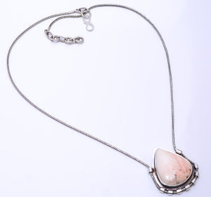 ORANGE SCOLECITE - INDIA 925 STERLING SILVER CHAIN PENDANT 19-23" - CP_9269_108_32