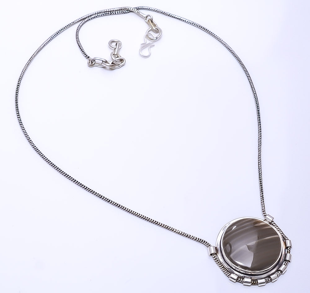 FLINT STONE - USA 925 STERLING SILVER CHAIN PENDANT 19-23" - CP_9269_108_33