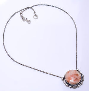 GOLDEN SUNSTONE - MADAGASCAR 925 STERLING SILVER CHAIN PENDANT 19-23" - CP_9269_108_34