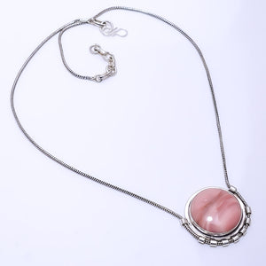 PINK OPAL - PERU 925 STERLING SILVER CHAIN PENDANT 19-23" - CP_9269_108_37
