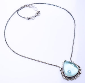HEMIMORPHITE - VIEILLE MONTAGNE 925 STERLING SILVER CHAIN PENDANT 19-23" - CP_9269_108_47