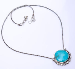 NATURAL LARIMAR / PACTOLITE - DOMINICAN REPUBLIC 925 STERLING SILVER CHAIN PENDANT 19-23" - CP_9269_108_50