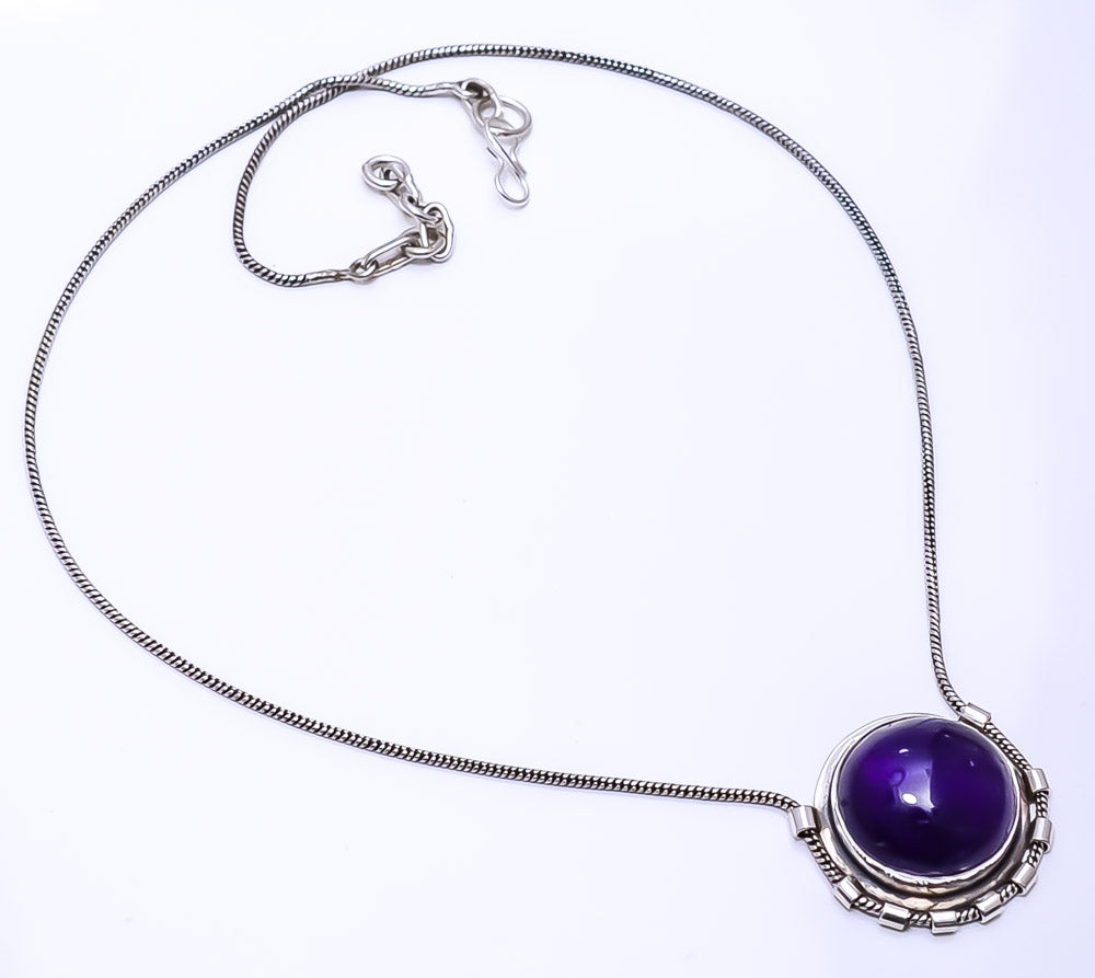 PURPLE AMETHYST - MASHAMBA 925 STERLING SILVER CHAIN PENDANT 19-23" - CP_9269_108_55