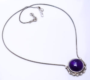 PURPLE AMETHYST - MASHAMBA 925 STERLING SILVER CHAIN PENDANT 19-23" - CP_9269_108_55