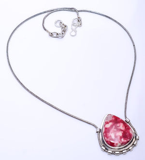 PINK THULITE - NORWAY  925 STERLING SILVER CHAIN PENDANT 19-23" - CP_9269_108_8