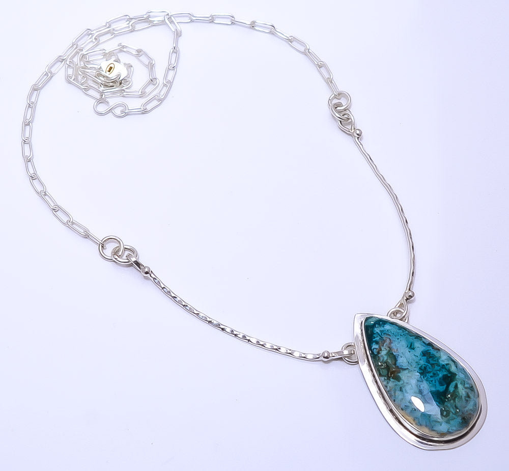 OCEAN JASPER - MADAGASCAR 925 STERLING SILVER BALI NECKLACE ADJUSTABLE 16-24" - CP_9271_109_13