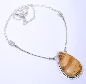 PICTURE JASPER - OREGON 925 STERLING SILVER BALI NECKLACE ADJUSTABLE 16-24" - CP_9271_109_14