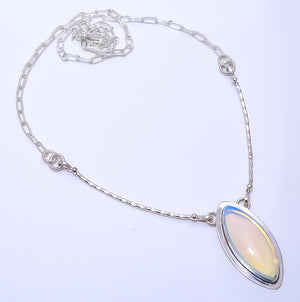 MILKY OPAL - SIMULATED 925 STERLING SILVER BALI NECKLACE ADJUSTABLE 16-24" - CP_9271_109_21