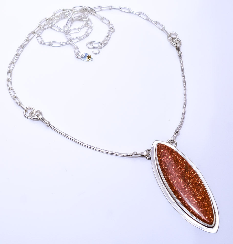 GOLDEN SUNSTONE - SIMULATED 925 STERLING SILVER BALI NECKLACE ADJUSTABLE 16-24" - CP_9271_109_22