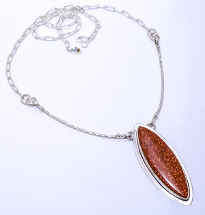 GOLDEN SUNSTONE - SIMULATED 925 STERLING SILVER BALI NECKLACE ADJUSTABLE 16-24" - CP_9271_109_22
