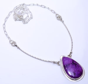 PURPLE CHAROITE - SIBERIA 925 STERLING SILVER BALI NECKLACE ADJUSTABLE 16-24" - CP_9271_109_25