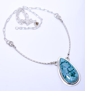 OCEAN JASPER - MADAGASCAR 925 STERLING SILVER BALI NECKLACE ADJUSTABLE 16-24" - CP_9271_109_29