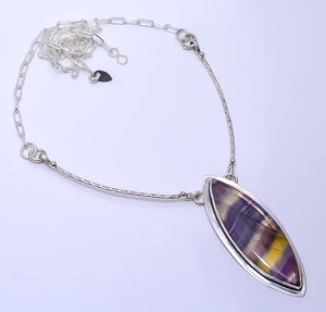 FLUORITE - BRAZIL 925 STERLING SILVER BALI NECKLACE ADJUSTABLE 16-24" - CP_9271_109_40
