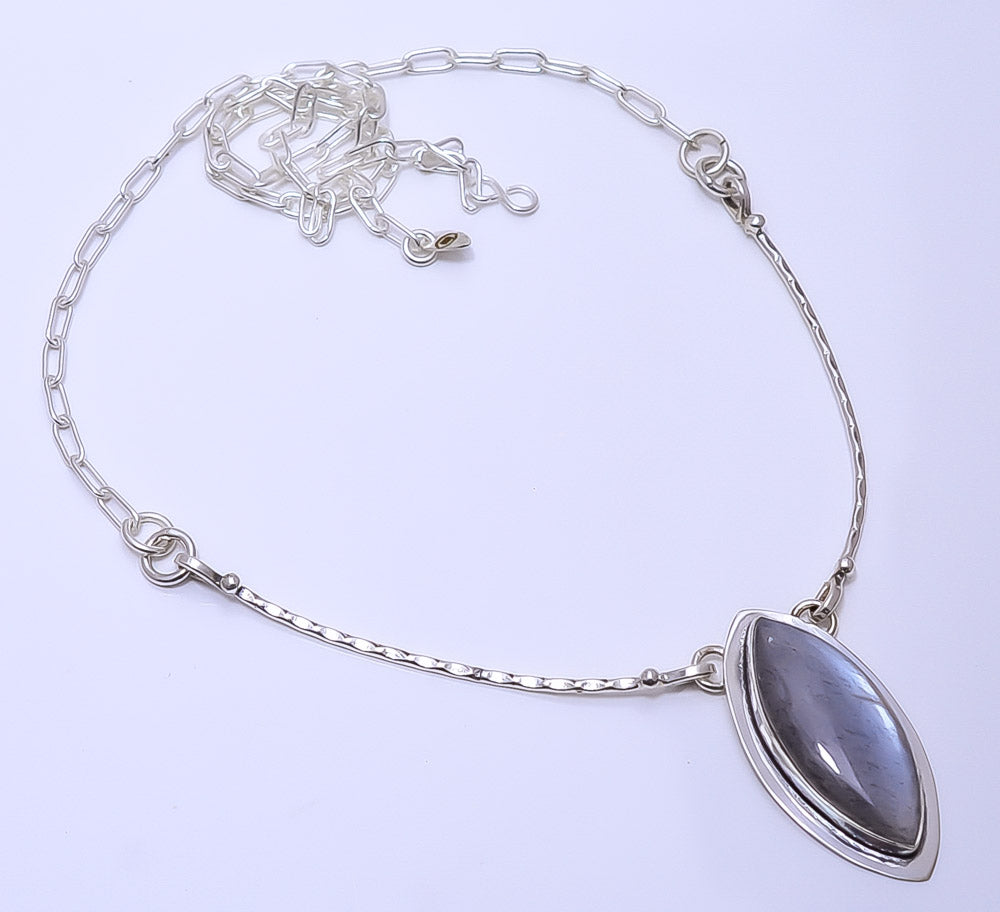 MOONSTONE - SRI LANKA 925 STERLING SILVER BALI NECKLACE ADJUSTABLE 16-24" - CP_9271_109_44