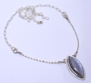 MOONSTONE - SRI LANKA 925 STERLING SILVER BALI NECKLACE ADJUSTABLE 16-24" - CP_9271_109_44
