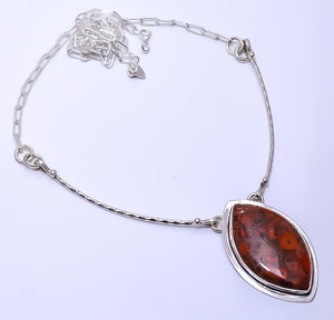 POPPY JASPER - MORGAN HILL  925 STERLING SILVER BALI NECKLACE ADJUSTABLE 16-24" - CP_9271_109_46