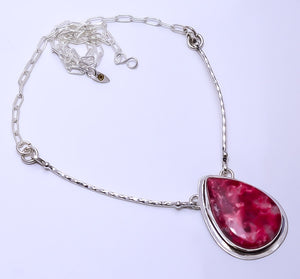 PINK THULITE - NORWAY 925 STERLING SILVER BALI NECKLACE ADJUSTABLE 16-24" - CP_9271_109_47