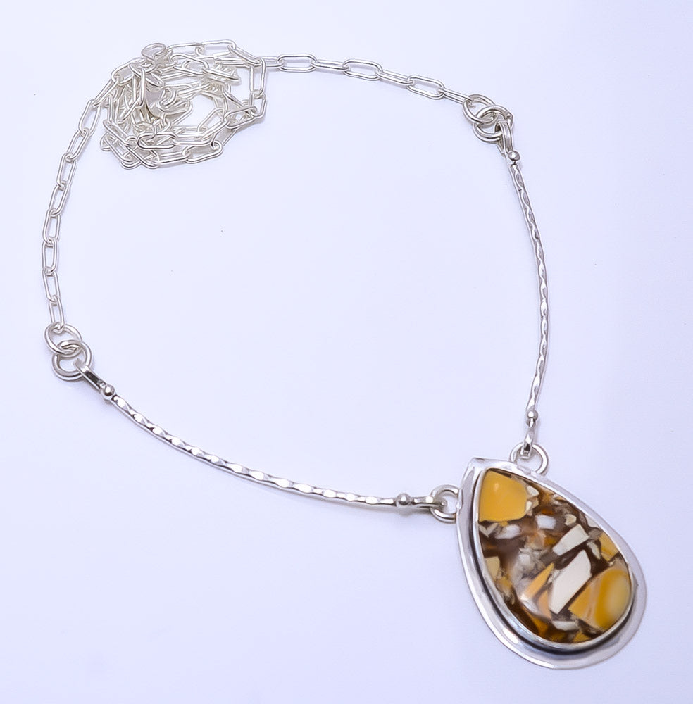 BRECCIATED MOOKAITE - AUSTRALIA 925 STERLING SILVER BALI NECKLACE ADJUSTABLE 16-24" - CP_9271_109_4