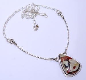 PETRIFIED PEANUT WOOD JASPER - AUSTRALIA 925 STERLING SILVER BALI NECKLACE ADJUSTABLE 16-24" - CP_9271_109_59
