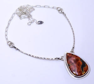 POPPY JASPER - MORGAN HILL  925 STERLING SILVER BALI NECKLACE ADJUSTABLE 16-24" - CP_9271_109_67
