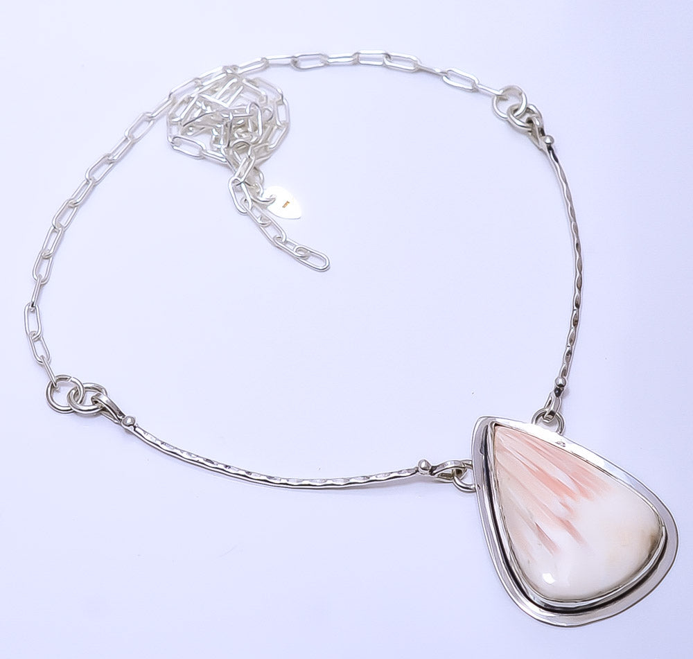 ORANGE SCOLECITE - INDIA 925 STERLING SILVER BALI NECKLACE ADJUSTABLE 16-24" - CP_9271_109_77