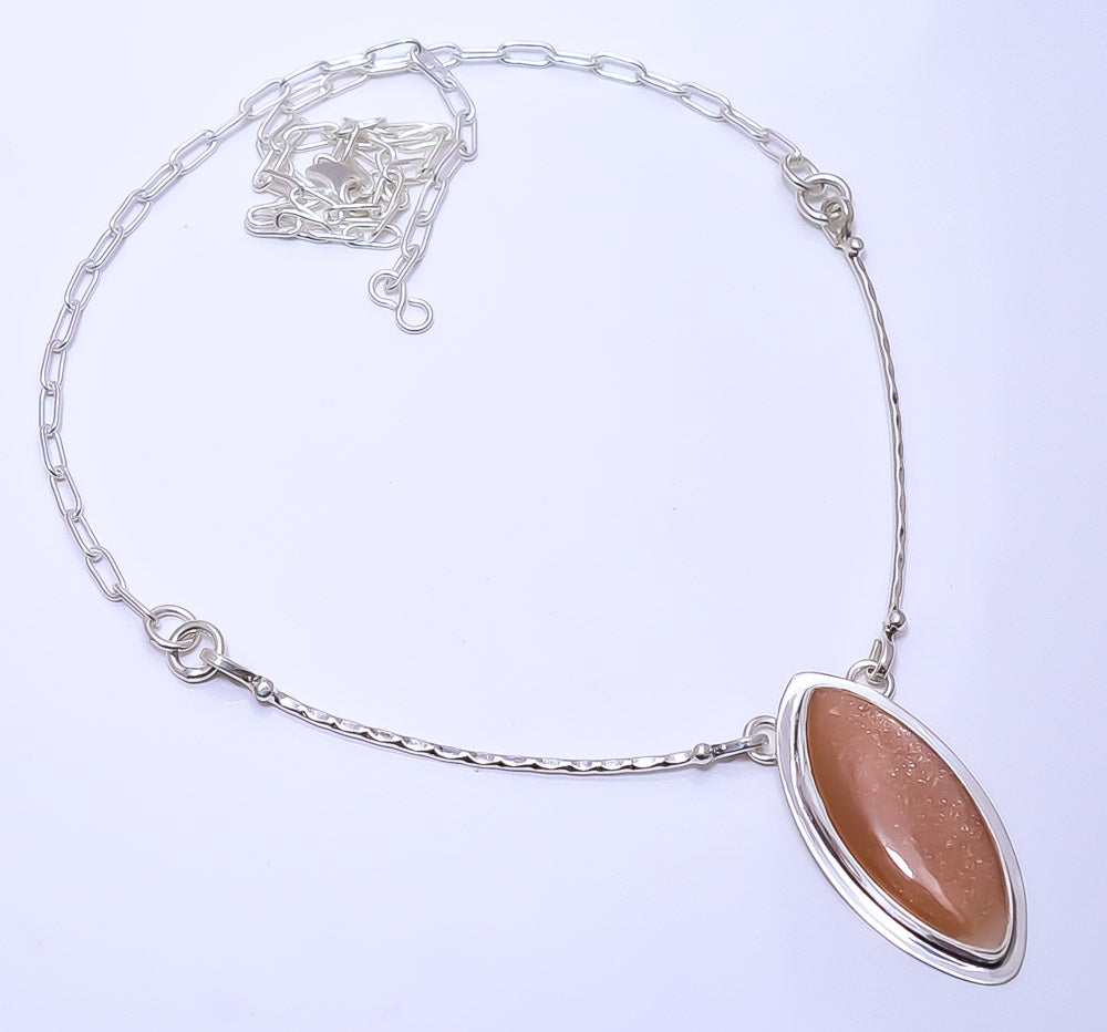 MOONSTONE - SRI LANKA 925 STERLING SILVER BALI NECKLACE ADJUSTABLE 16-24" - CP_9271_109_8