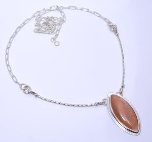 MOONSTONE - SRI LANKA 925 STERLING SILVER BALI NECKLACE ADJUSTABLE 16-24" - CP_9271_109_8